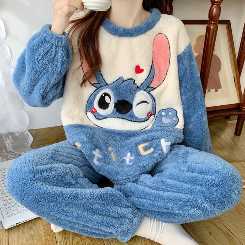 Pijamas de Coral Fleece para Mulheres Inverno Tricotado Forrado com Fleece Espesso 15 Anos 12 Crianças Grandes Estudante