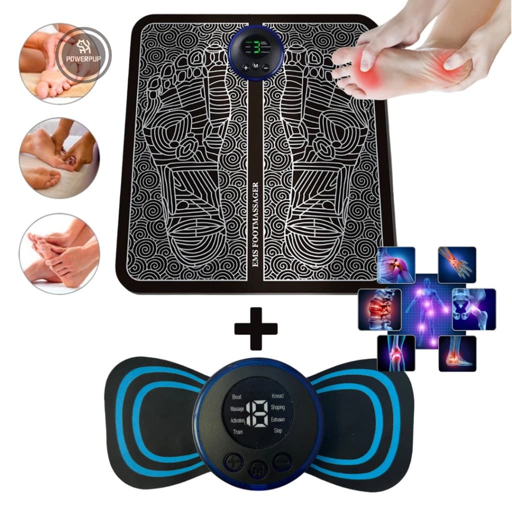Kit Tapete E Mini Massageador Elétrico Dor Pés E Musculares