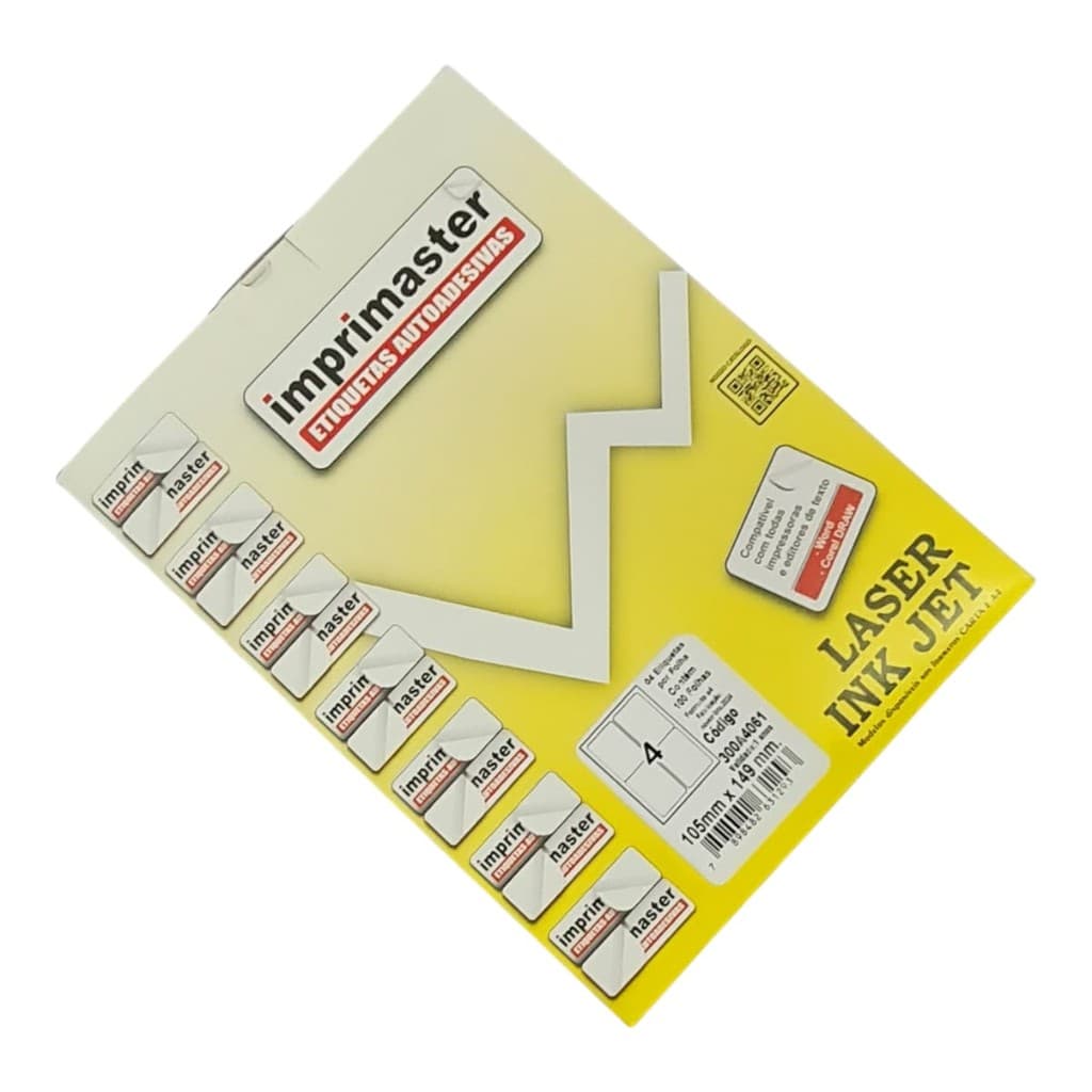 Etiqueta Adesiva A4 105x149mm 4 P/ Folha E-commerce Ideal Para Shopee Com 100 Folhas