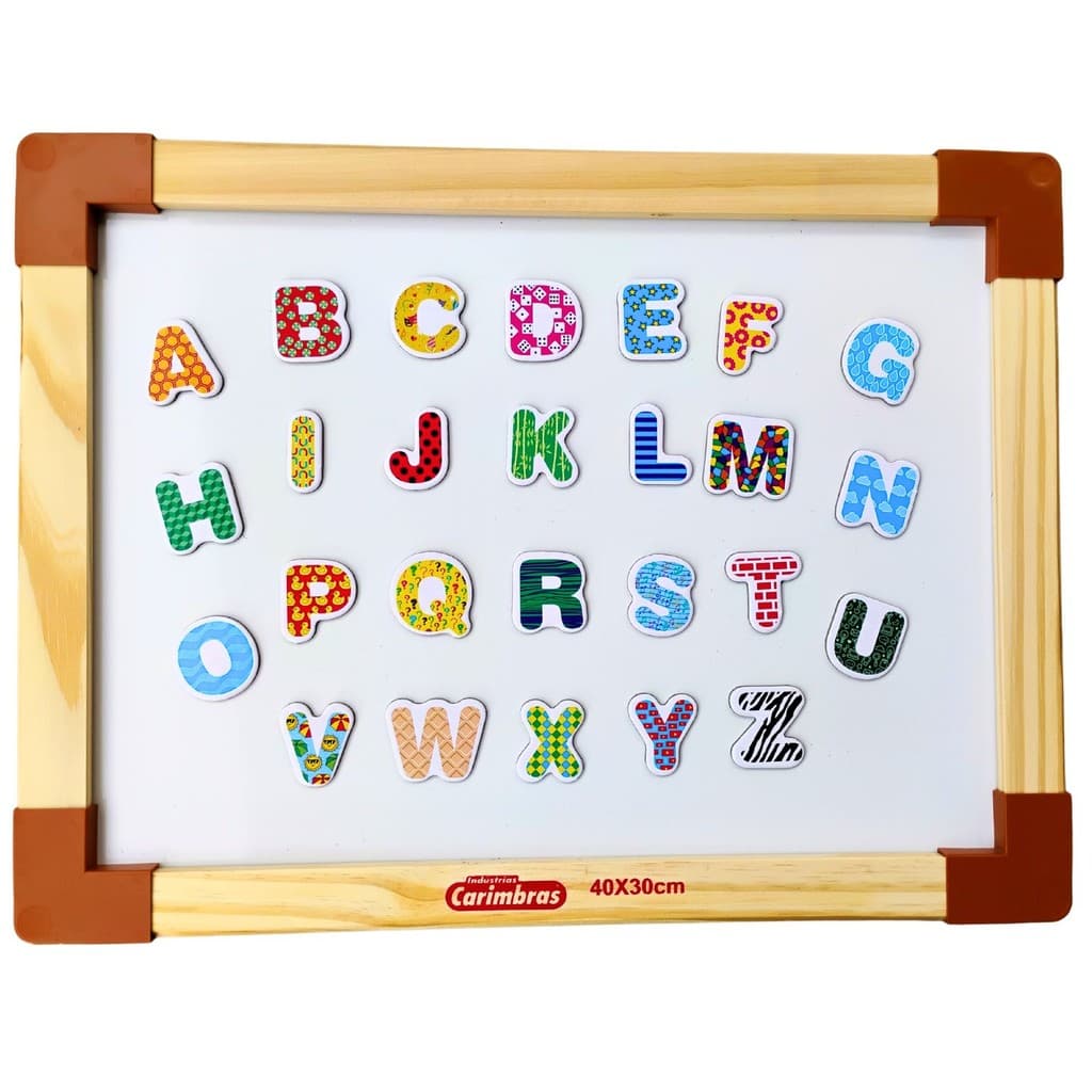 Lousa Magnética 40 x 30 Com Letras Alfabetização Infantil e Brincadeiras Menino Menina - Presente