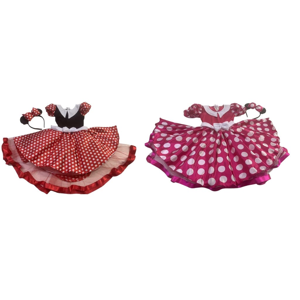 Fantasia Infantil Minnie Vermelha e Rosa Luxo