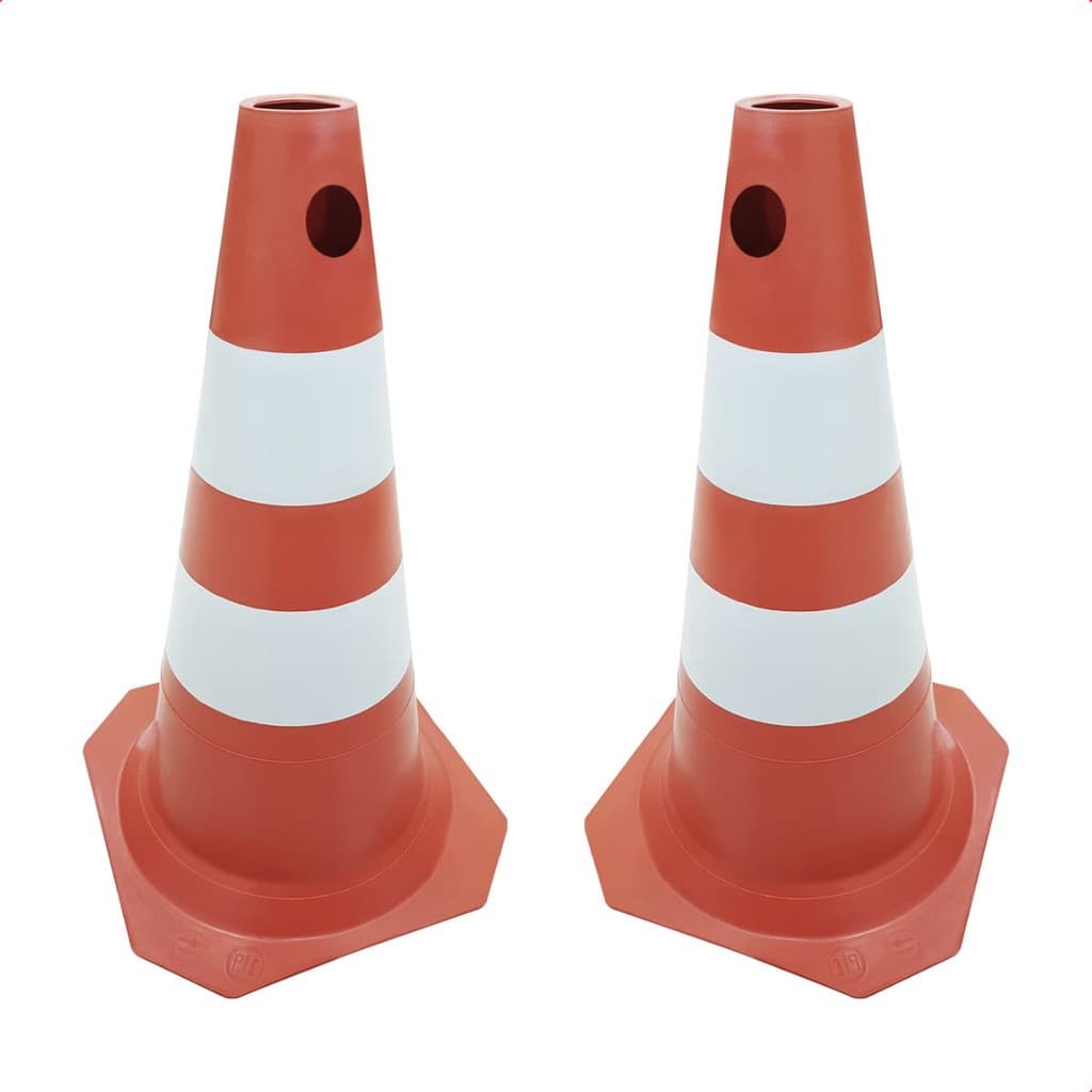 Kit 2 Cone De Sinalização 50cm Rígido Laranja Branco Segurança Estacionamento Obra Trânsito