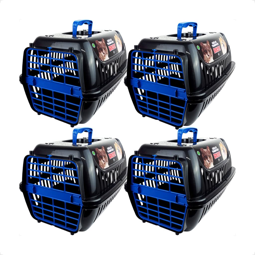 Kit 4 Caixa de Transporte Brinqpet N1 Premium – Preto e Azul