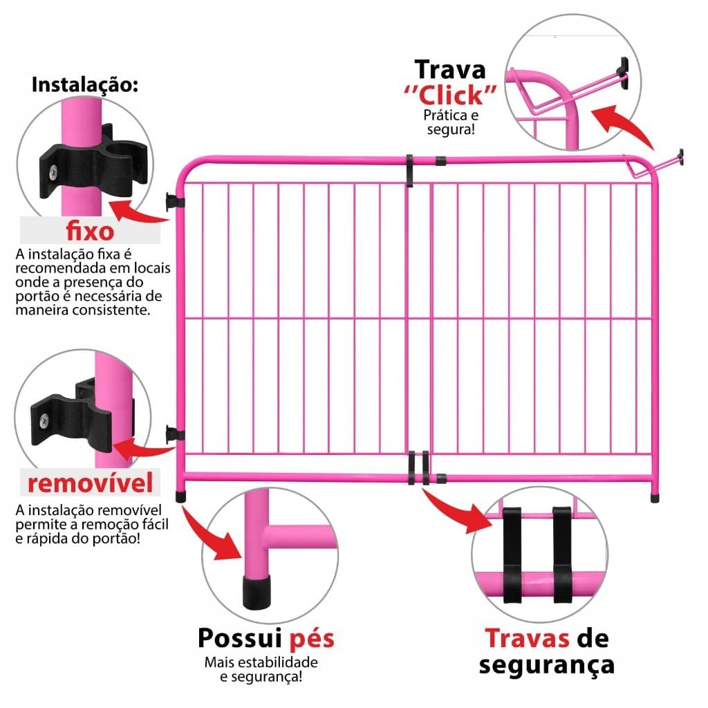 Portão Pet Cães Cachorro Bebê Extensivo 70 Até 115 Cm
