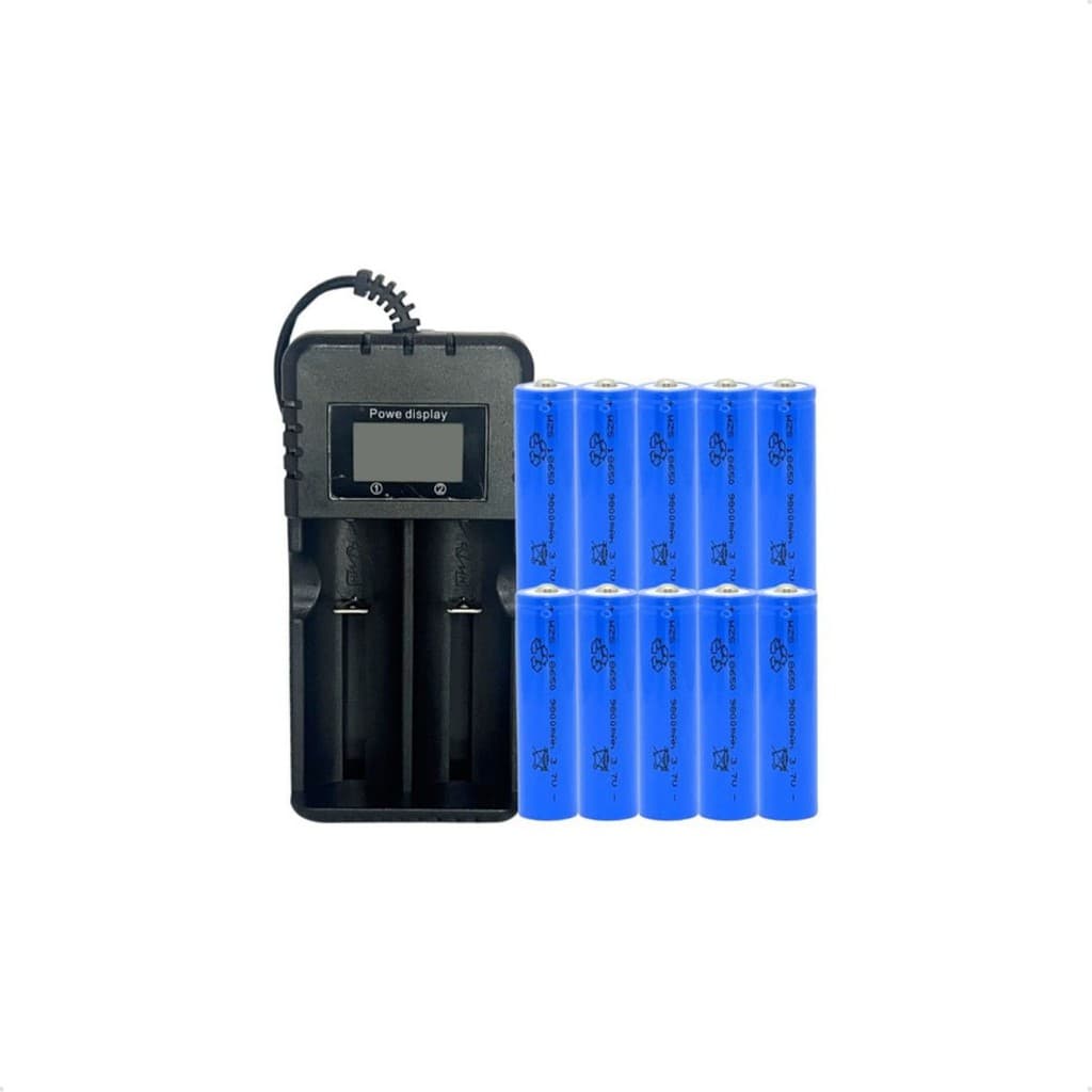 Kit Carregador 10+Bater 18650 9800mah 4,2v Recarregável Bivolt Turbo Rapido Enviamos Hoje Mesmo