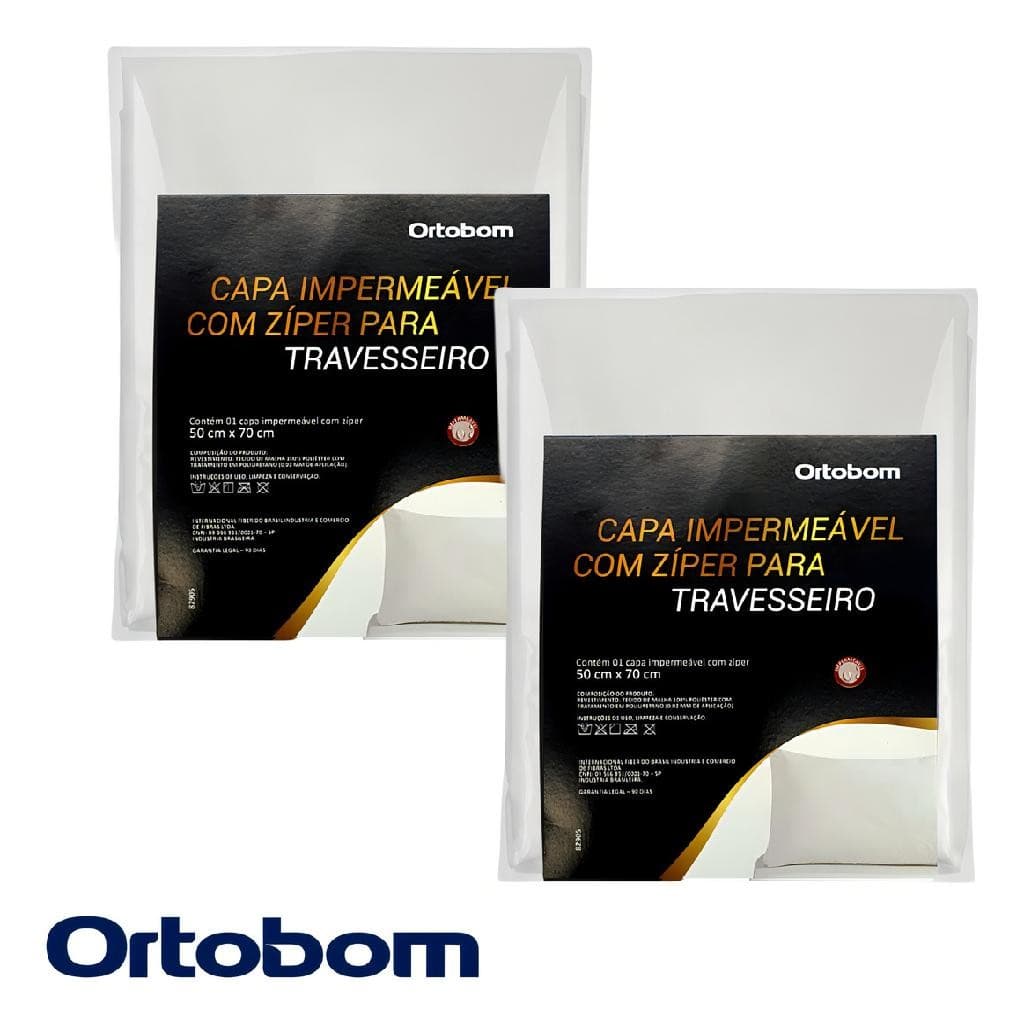 Capa Para Travesseiro Impermeavel Com Ziper Ortobom Cor Branco Liso