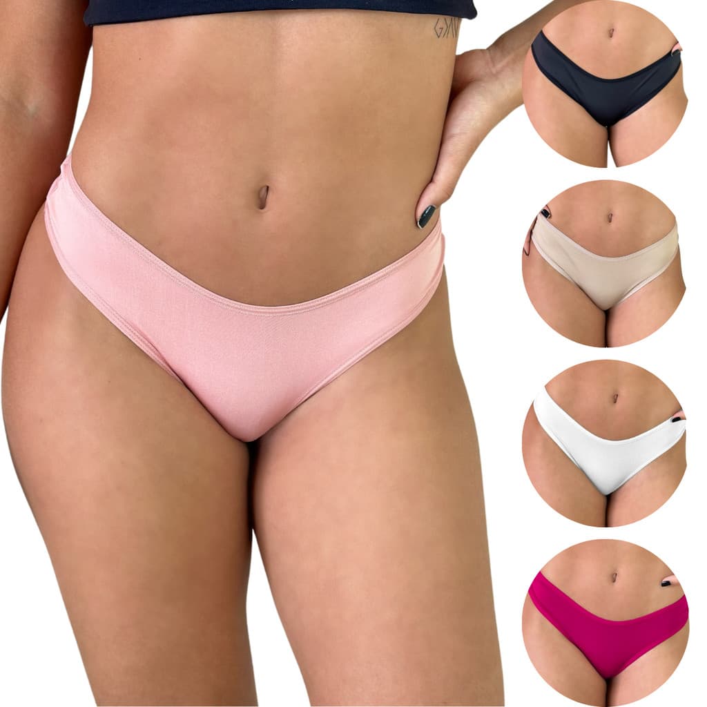 Kit 4 Calcinha de Algodão Feminina Tanga Confortável Cotton Viére
