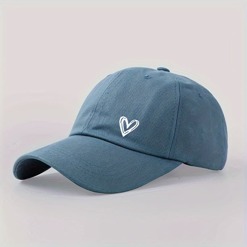 Boné Casual Estampado com Coração, Cor Sólida, Unissex, Leve, Ajustável, Boné Esportivo para Mulheres e Homens, Acessóri