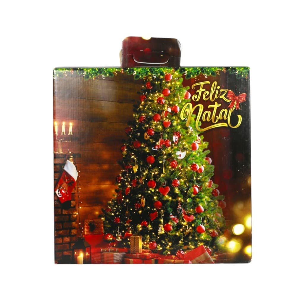 Caixa G Feliz Natal com Árvore de Natal 400x220x400mm – Caixa Estampada Decorativa Presente