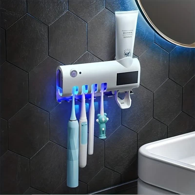 Aplicador Pasta De Dente Suporte Dispenser Escova Automático Com Esterilizador Uv