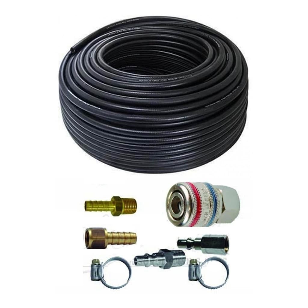 Mangueira Borracha Compressor E Pistola 5/16 - 15m + Engate