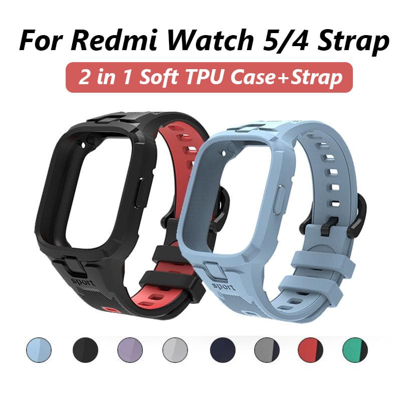 Capa 2 Em 1 + Pulseira Para Redmi watch 6/5/4/3 TPU Xiaomi 5 lite Protetora Ativa Com Alça