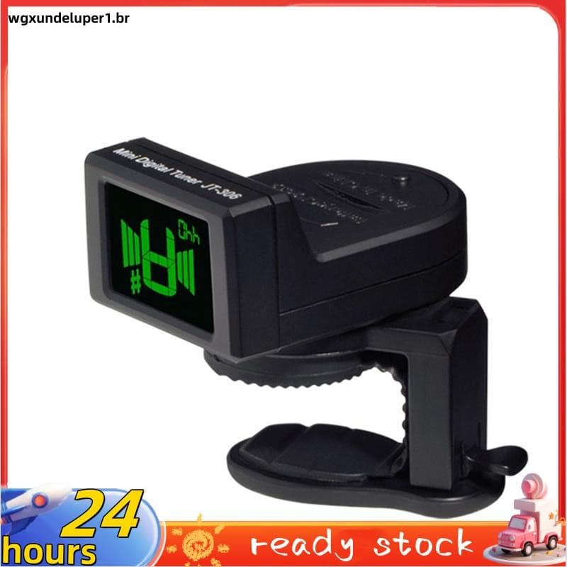 1 Pçs JT-306 Afinador De Guitarra Folk Clip-on LCD Digital Elétrica Baixo Violino Ukulele Preto ABS