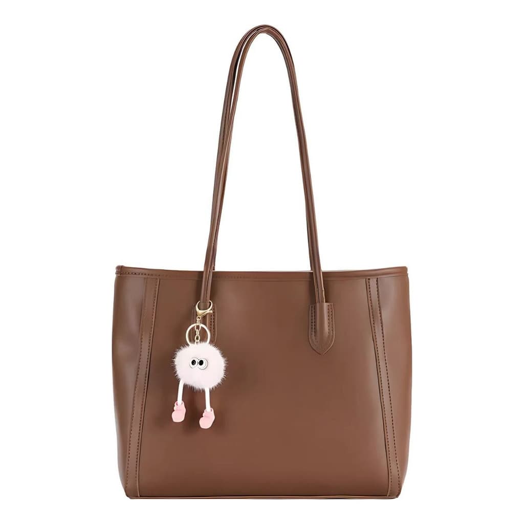 Bolsa Feminina De Couro Sintético Media Minimalista De Ombro Shopping