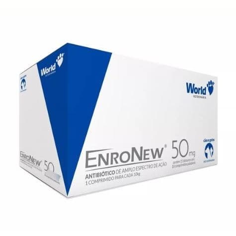 Enronew 50mg 15 Blister Cães Gatos World 150 Comprimidos
