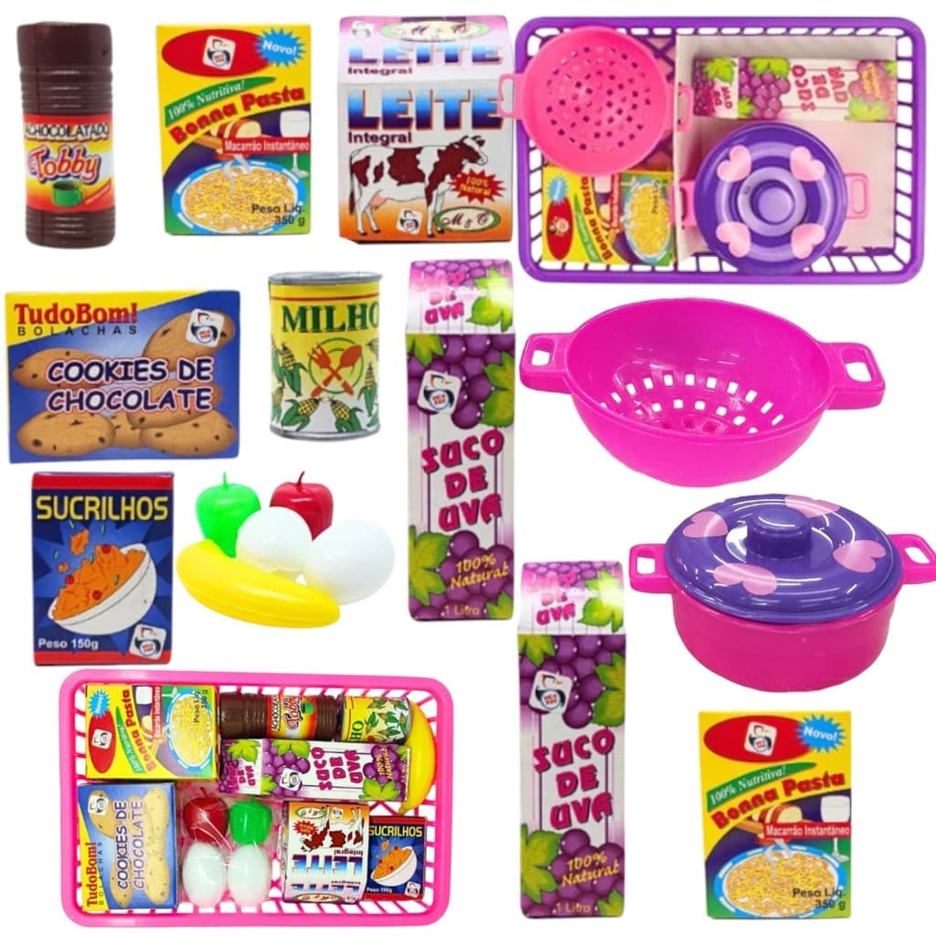 18 Peças Mercadinho Panelinhas Comidinhas Feirinha Infantil Brinquedo Para Menina
