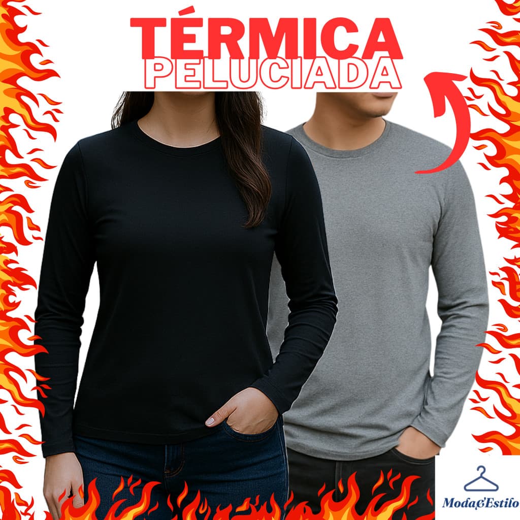 KIT Casal Térmica Manga longa Blusa de Frio Segunda Pele Inverno Frio Forrada Flanelada
