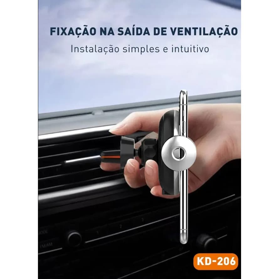 Suporte Veicular Kaidi Carregador Sem Fio 15W para Celular Original