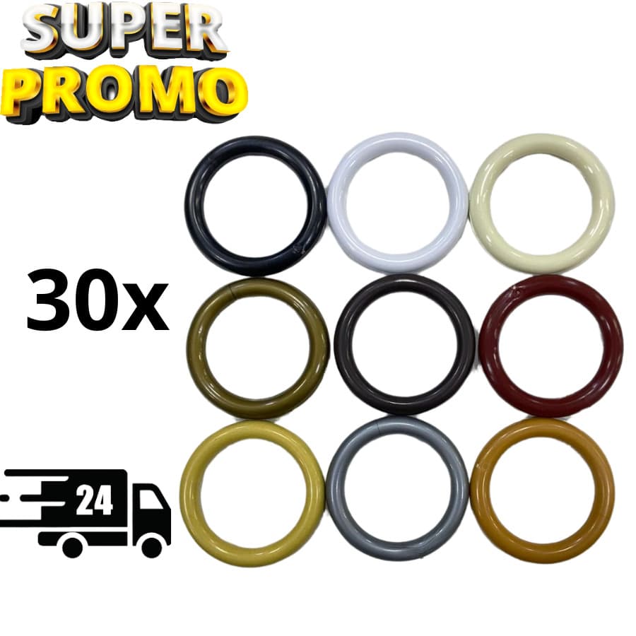 Kit com 30 Unidades de Argola 28mm Para Cortina de Varão Várias Cores