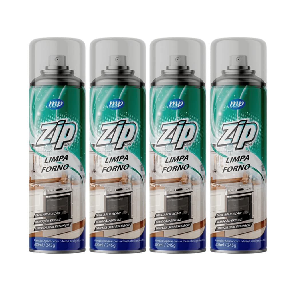 Kit C/ 4 Espuma Limpa Forno Fogão Panela Remove Gorduras Spray 300ml- Zip My Place