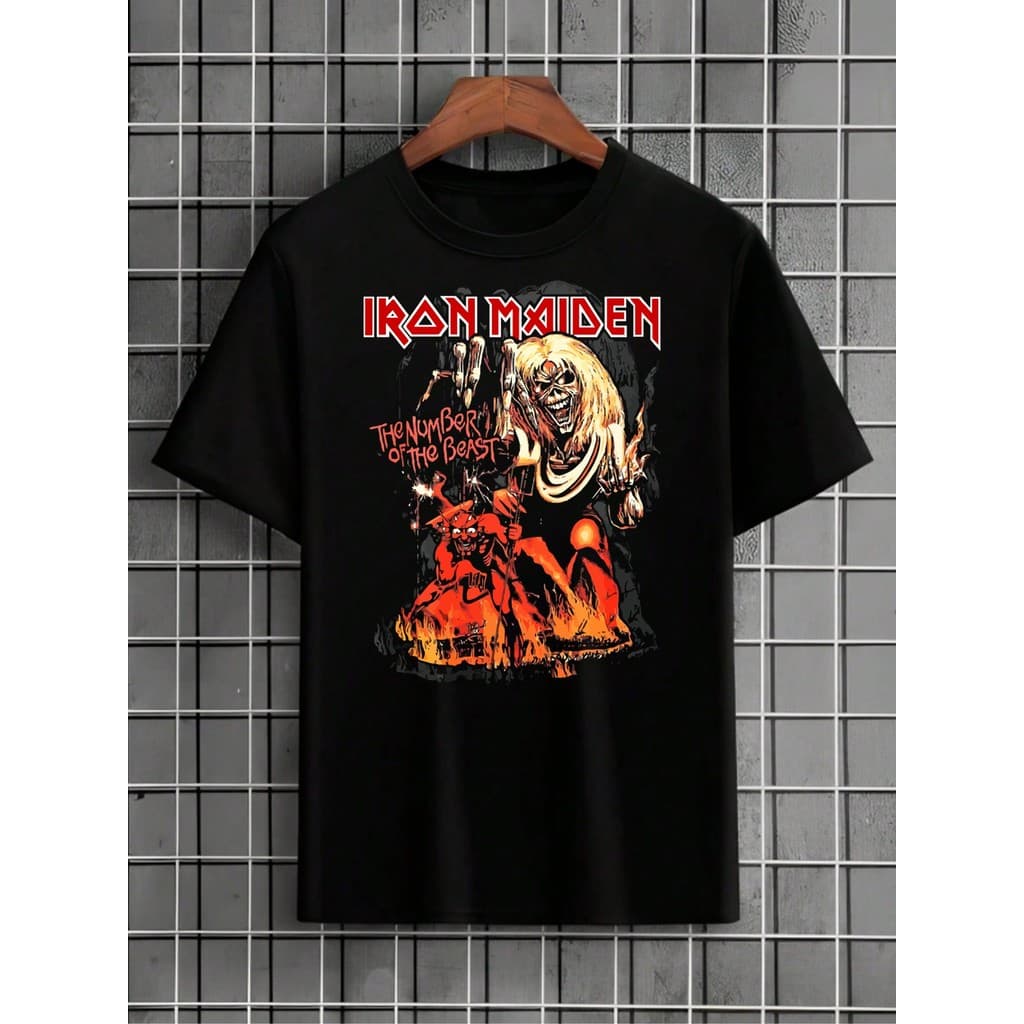 Camiseta Iron Maden Rock Banda Internacional The Number OldSkull Caveira Camisa  Unissex Masculino Feminino   Streetwear