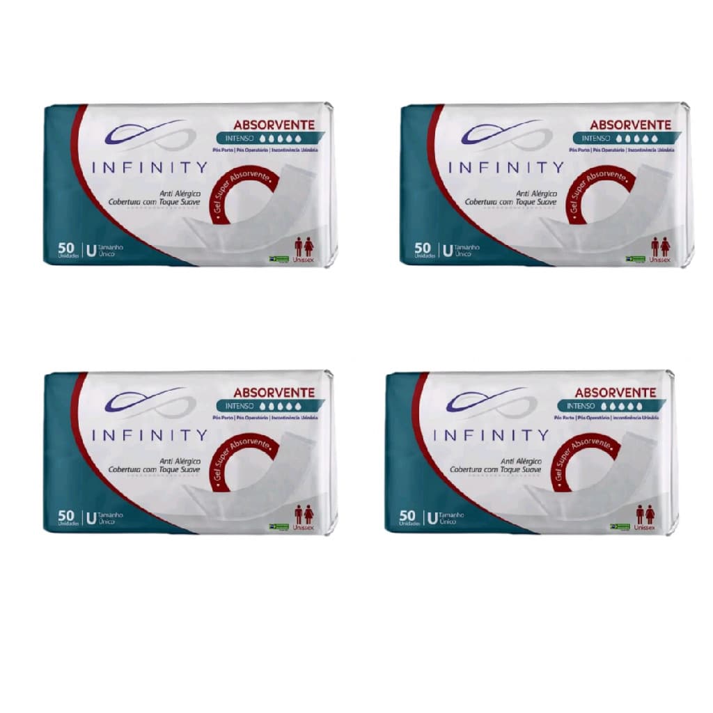 kit 4 Absorvente Geriátrico Pós Parto Pós Operatório Infinity
