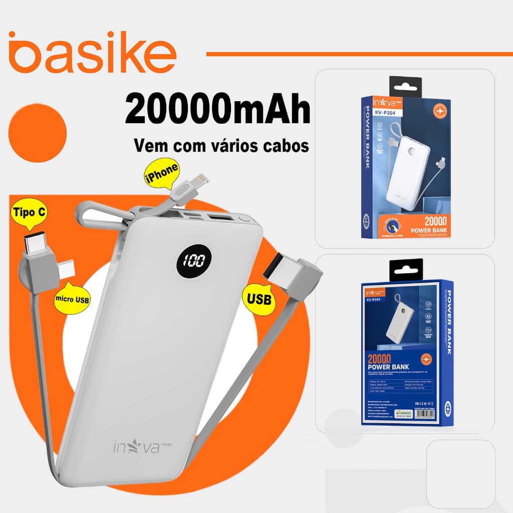 Inova Carregador Portátil 20000mah Power Bank carregador de pilha Usando iPhone Samsung e Android