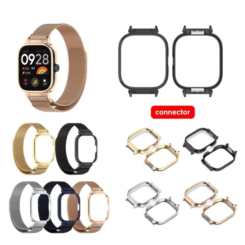 Doublebuy Elegante Moldura De Metal Caso Pele Para Relógio 5 eSIM 5 4 20mm Largura Cinta Compatibilidade Transforma Smar