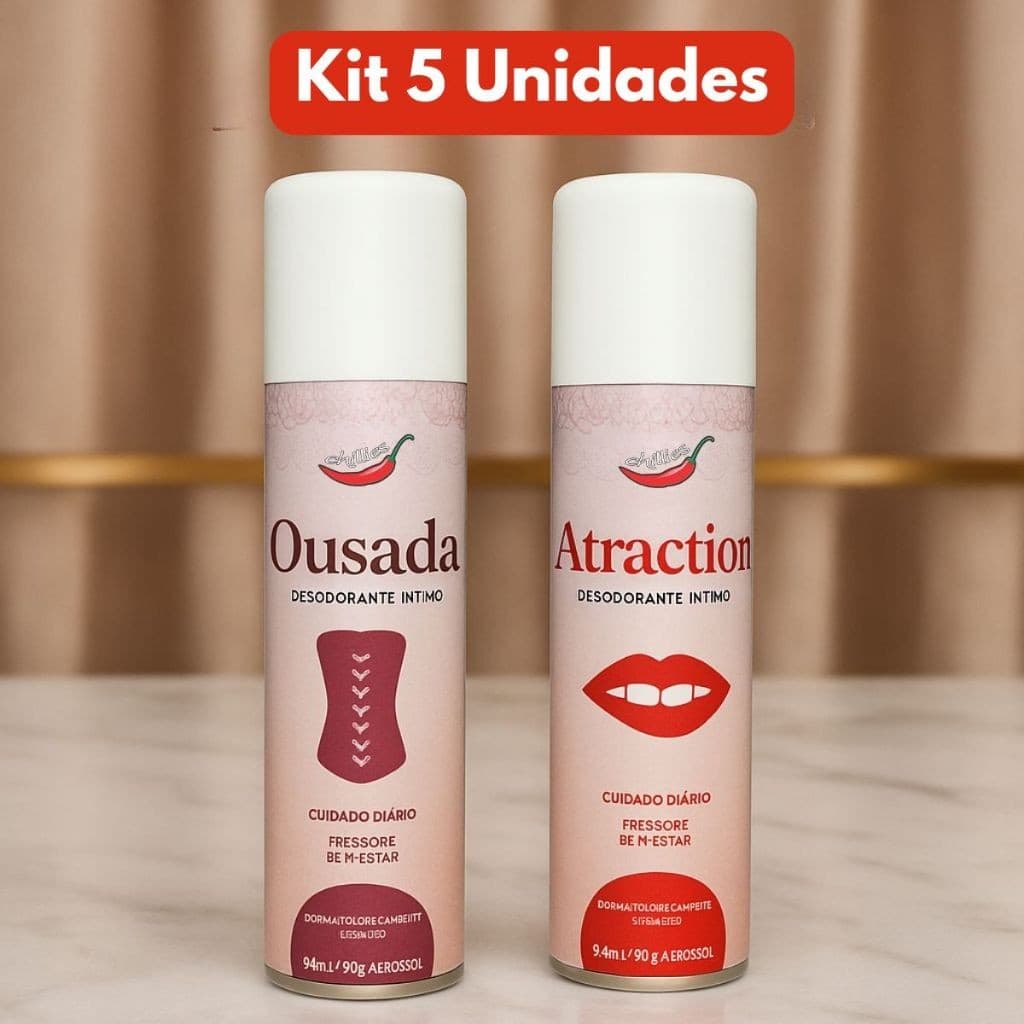kit 5 Desodorante Íntimo Feminino  Ousada Atraction 166ml Chillies