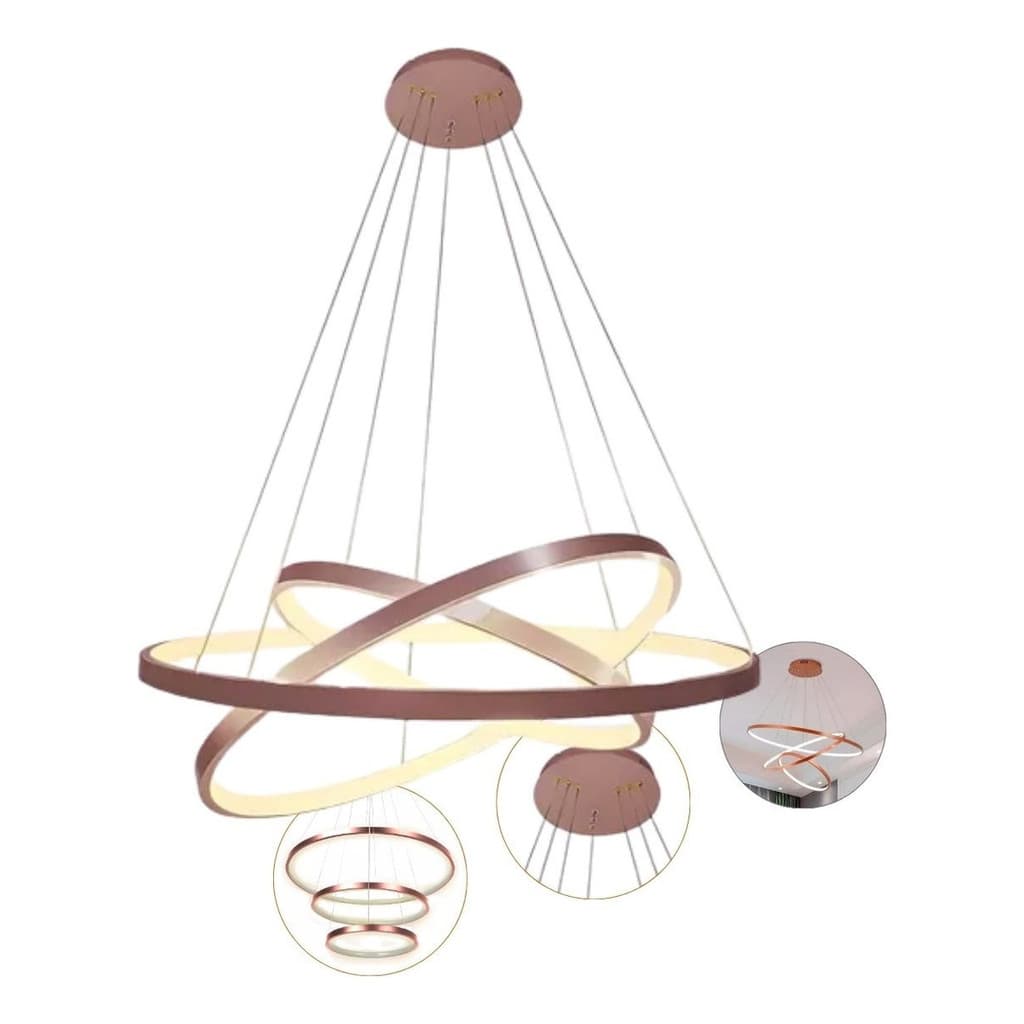 LUSTRE PENDENTE 3 ARCOS ROSE
