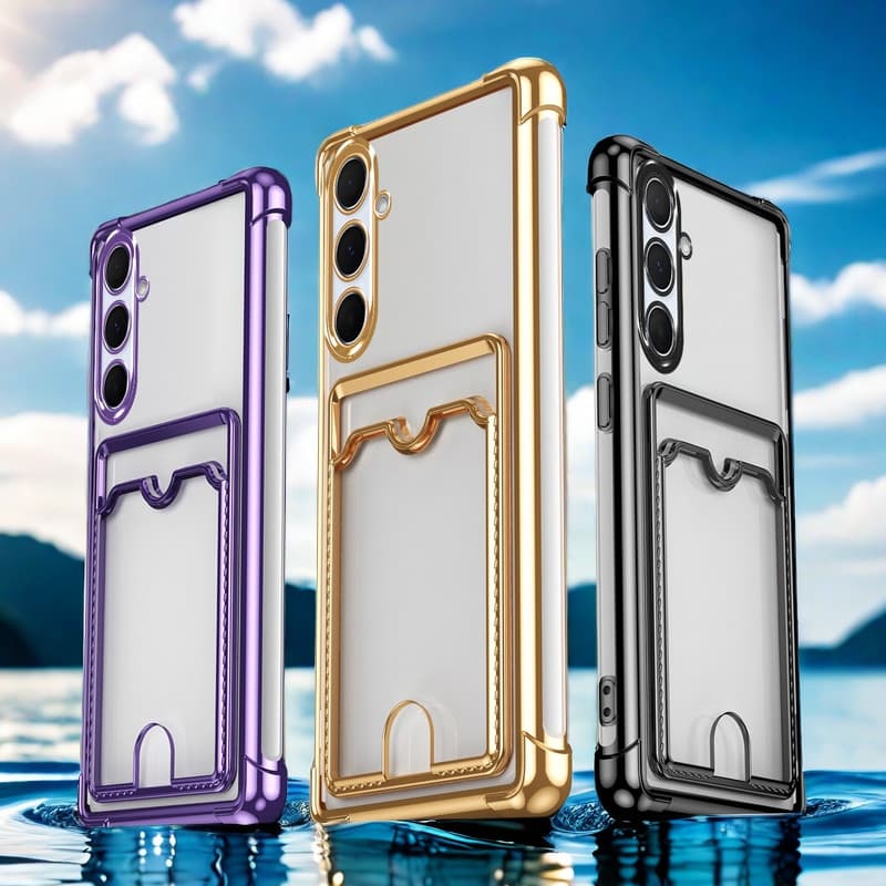 Luxo Chapeamento Transparente Carteira Cartão Caso De Telefone Para Samsung Galaxy A17 A06 A16 A26 A36 A56 A05 A15 A55