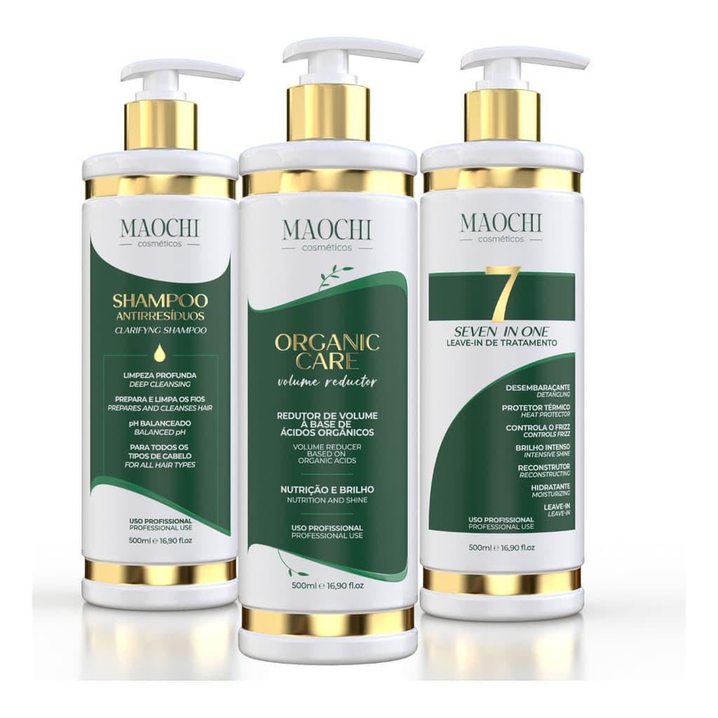Kit Profissional de Escova Progressiva Organica Tratamento intensivo Restauração capilar 3x500ML