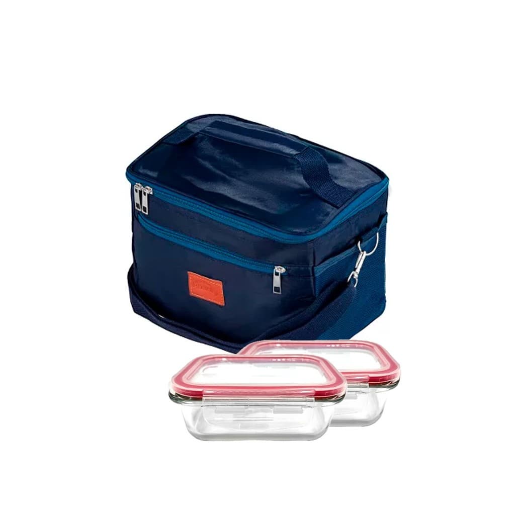 Bolsa Térmica para Marmita Pote Água Passeio com 2 Pote Vidro Pote Hermético Marmita