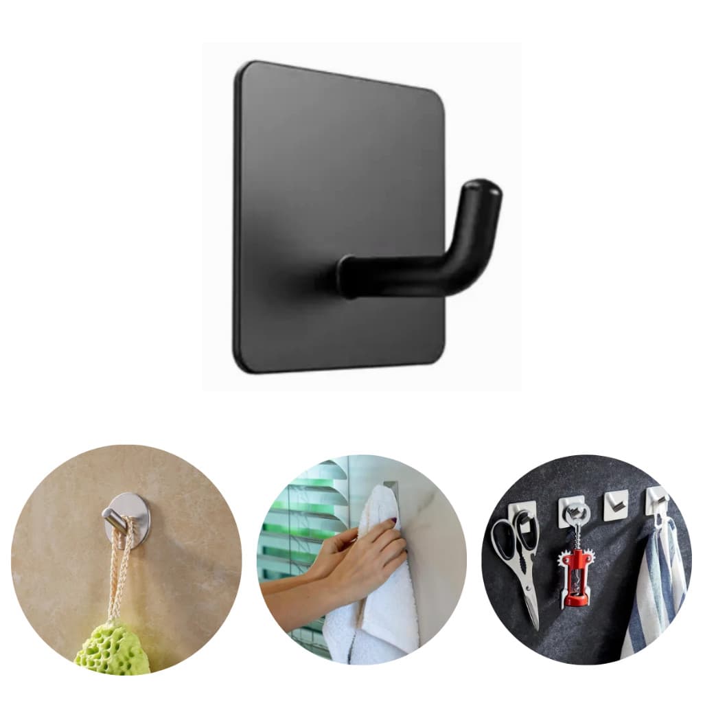 Gancho Inox Adesivo 3m Parede Suporte Cabide Autocolante Pendurar Chave Roupa Utensílios Resistente Multiuso Univ