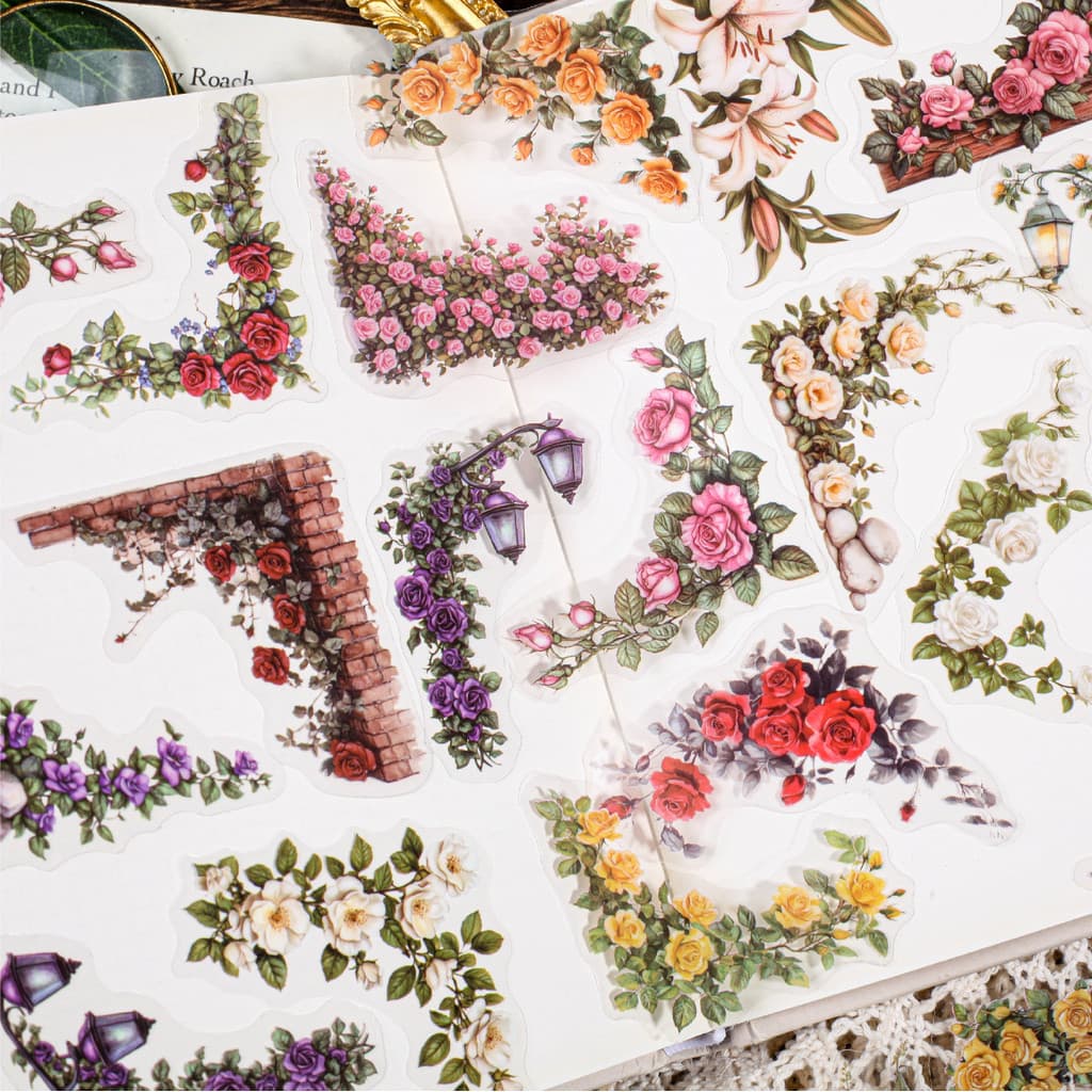 Journamm 30 Peças Adesivos De Canto De Flores Pacote De Para Animais De Estimação DIY Diário Decoração Adesivo Álbum scr