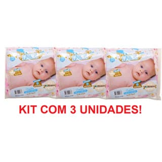 KIT 3 FRALDA DE PANO CARÍCIA 60CM X 60CM - 5 UNIDADES cada MENINA ESTAMPA DIVERSA