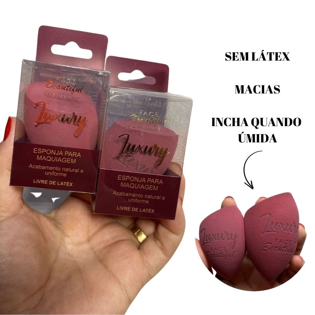 2 Esponjas para maquiagem Face Beautiful Luxury sem latex