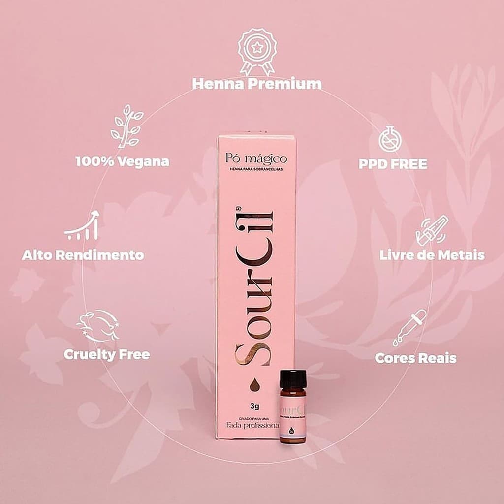 Kit Henna Sourcil 3g com Fixador 10ml para Sobrancelhas com Removedor de henna