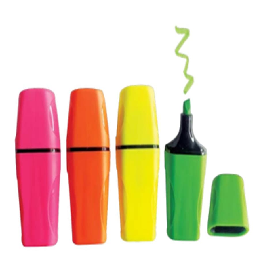Marca Texto Mini Com 4 Cores ROSA, LARANJA, AMARELO E VERDE - Kit