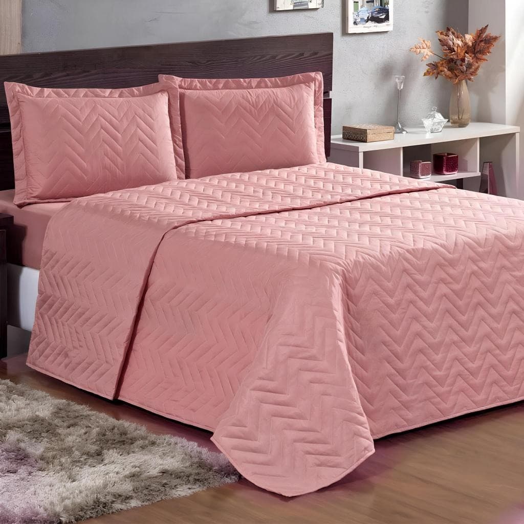Cobre Leito 3 Peças, Luxo,  Matelado, Várias Cores, Tecido Microfibra