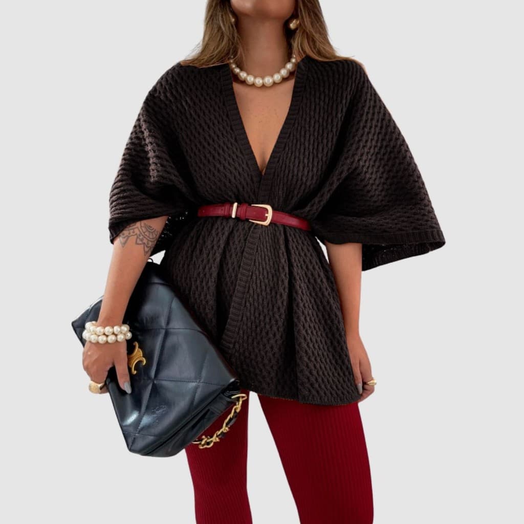 Cardigan Casaco Kimono Feminino Longo Tricot Modal Meia Manga Aberto Dia Das Mães