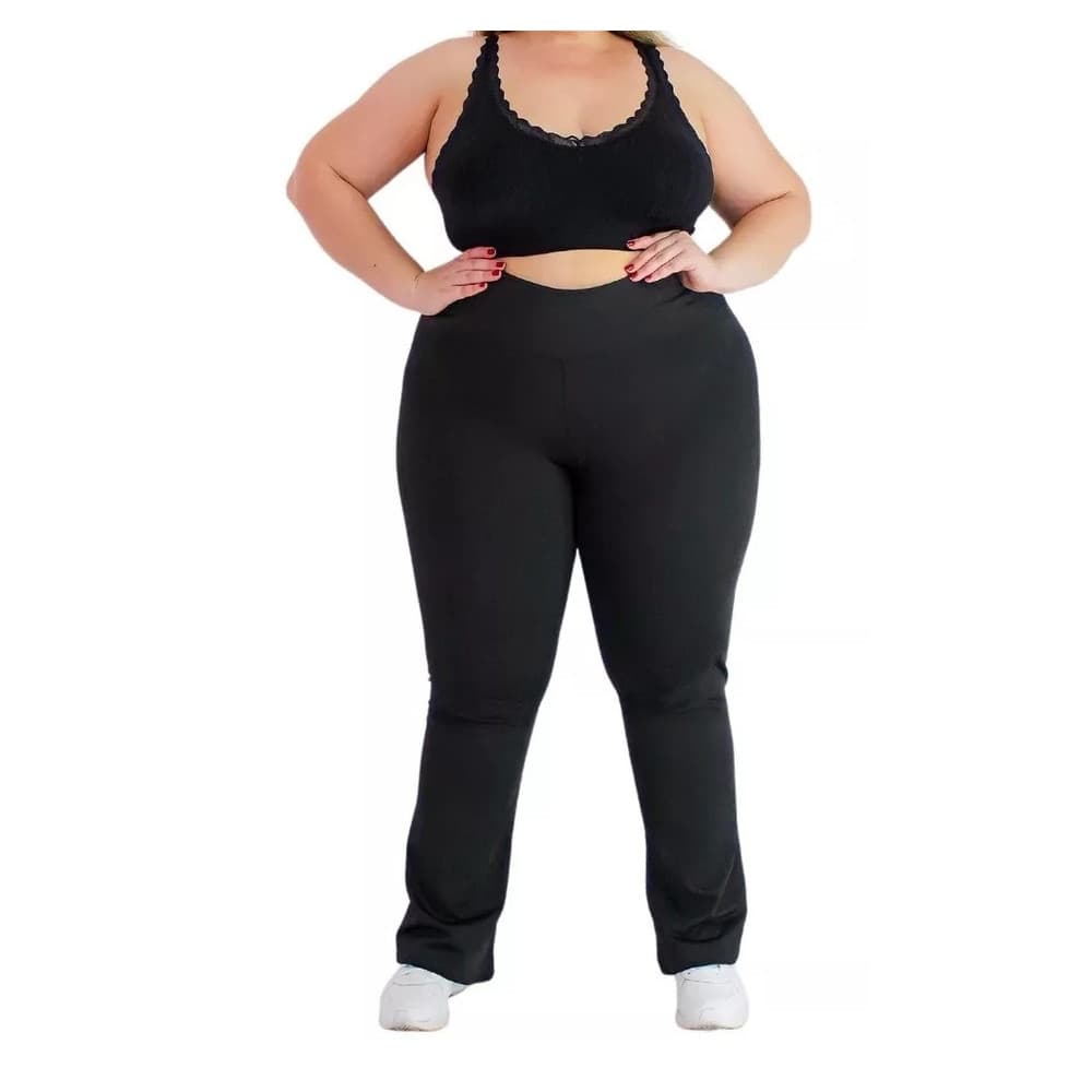 Calça Flare Bailarina Plus Size P M G GG G1 G2 G3 Cintura Alta