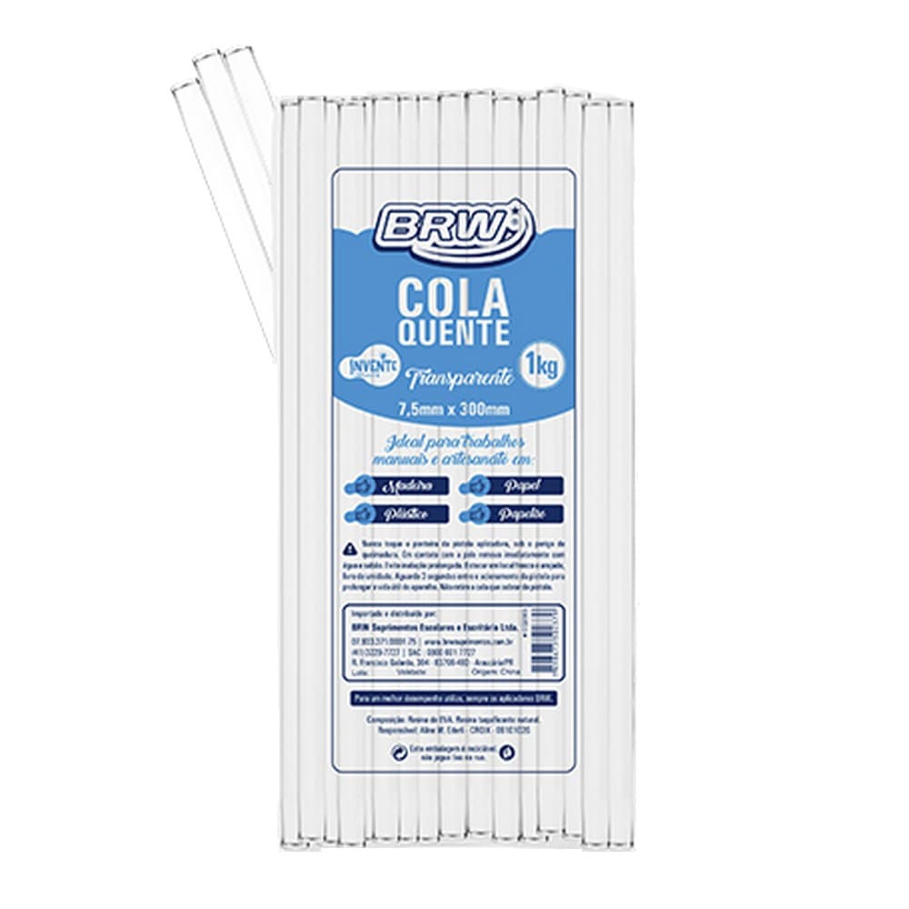 Bastão Cola Quente Transparente Invente BRW 1kg