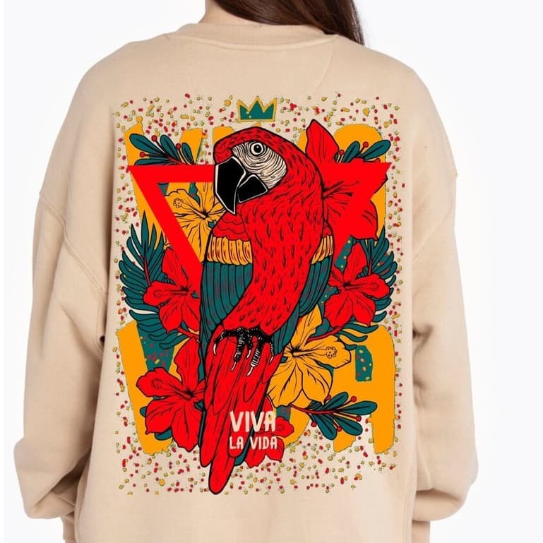 Blusa Moletom Arara Estampado Estiloso Feminino