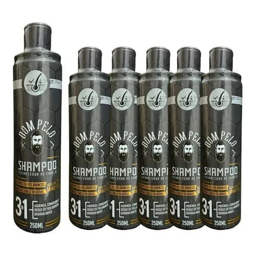 Kit 6 Shampoos Dom Pelo Escurecedor Barba E Cabelos 3x1 Cabelo Barba Bigode
