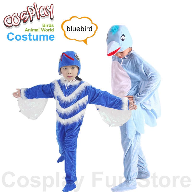 Fantasia de Pássaro Azul para Cosplay Infantil, Macacão de Pássaro (Oriole, Pica-Pau), Vestido de Dança Infantil, Macacã