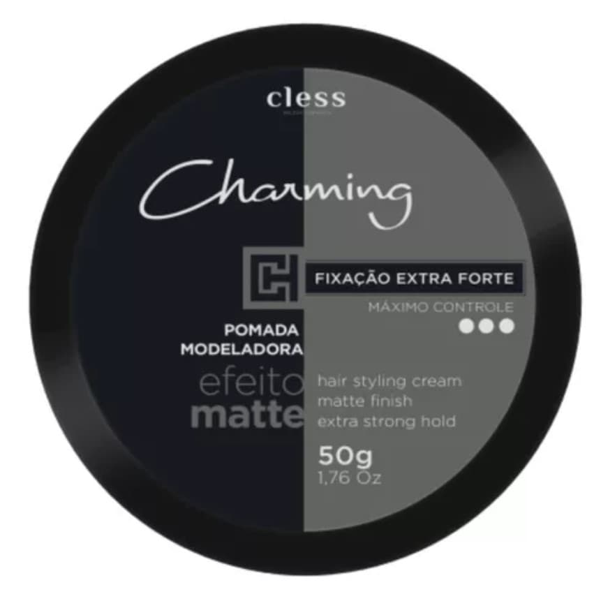Pomada Charming Cless Fixação Extraforte Máximo Controle Modeladora Efeito Matte 50g
