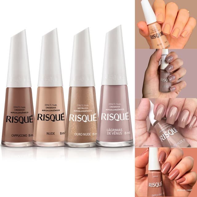 Kit 4 Esmaltes Risque Tons Nudes Marrom Esmalte Atacado 8ml