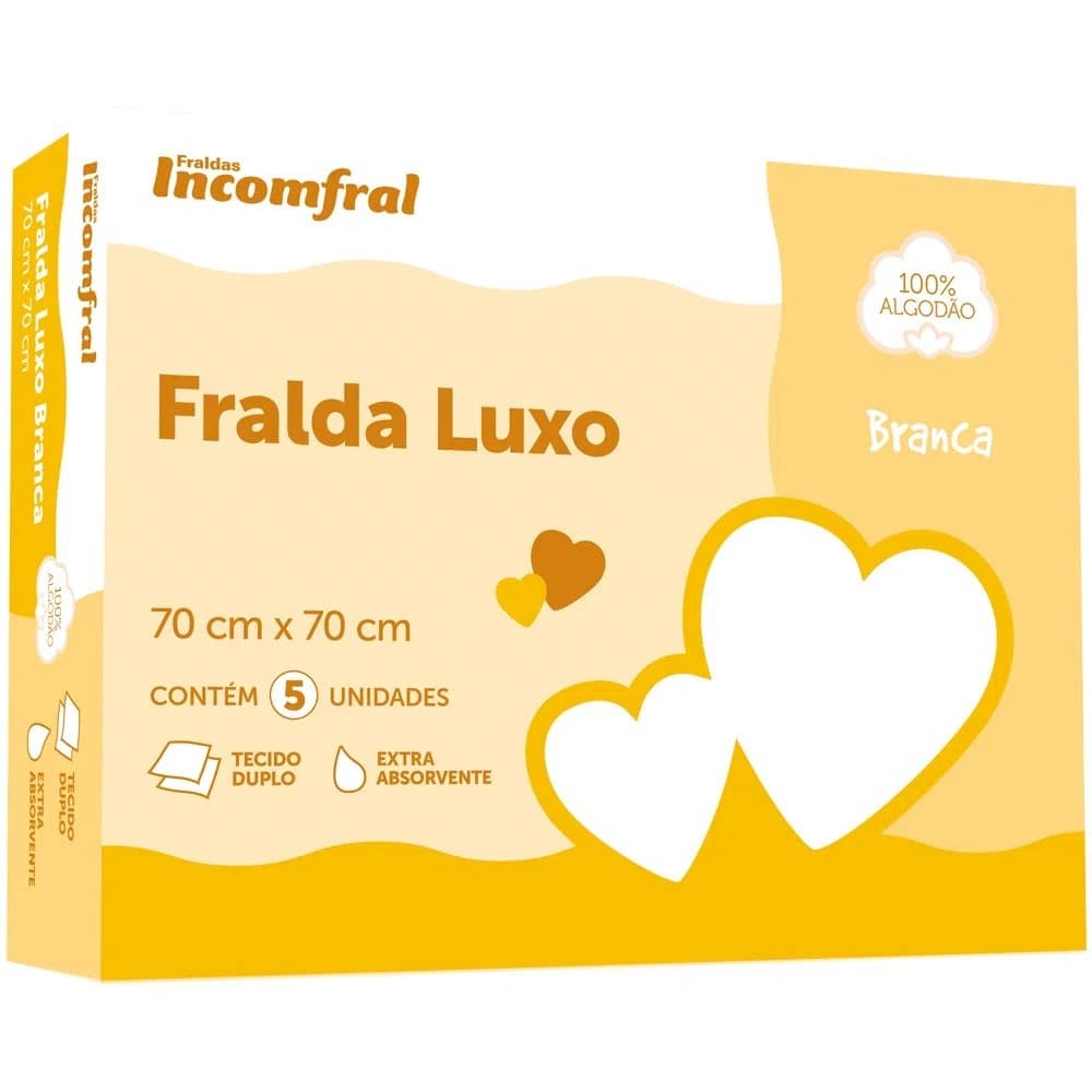 FRALDA DE PANO Incomfral LUXO BRANCA - CAIXA C/5