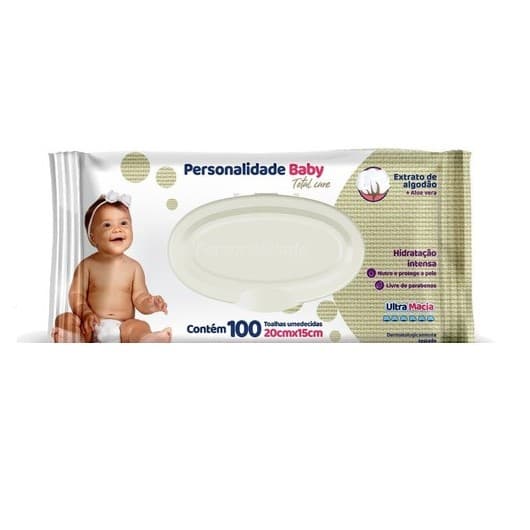 Toalha umedecida de Bebê Personalidade 100 unid.